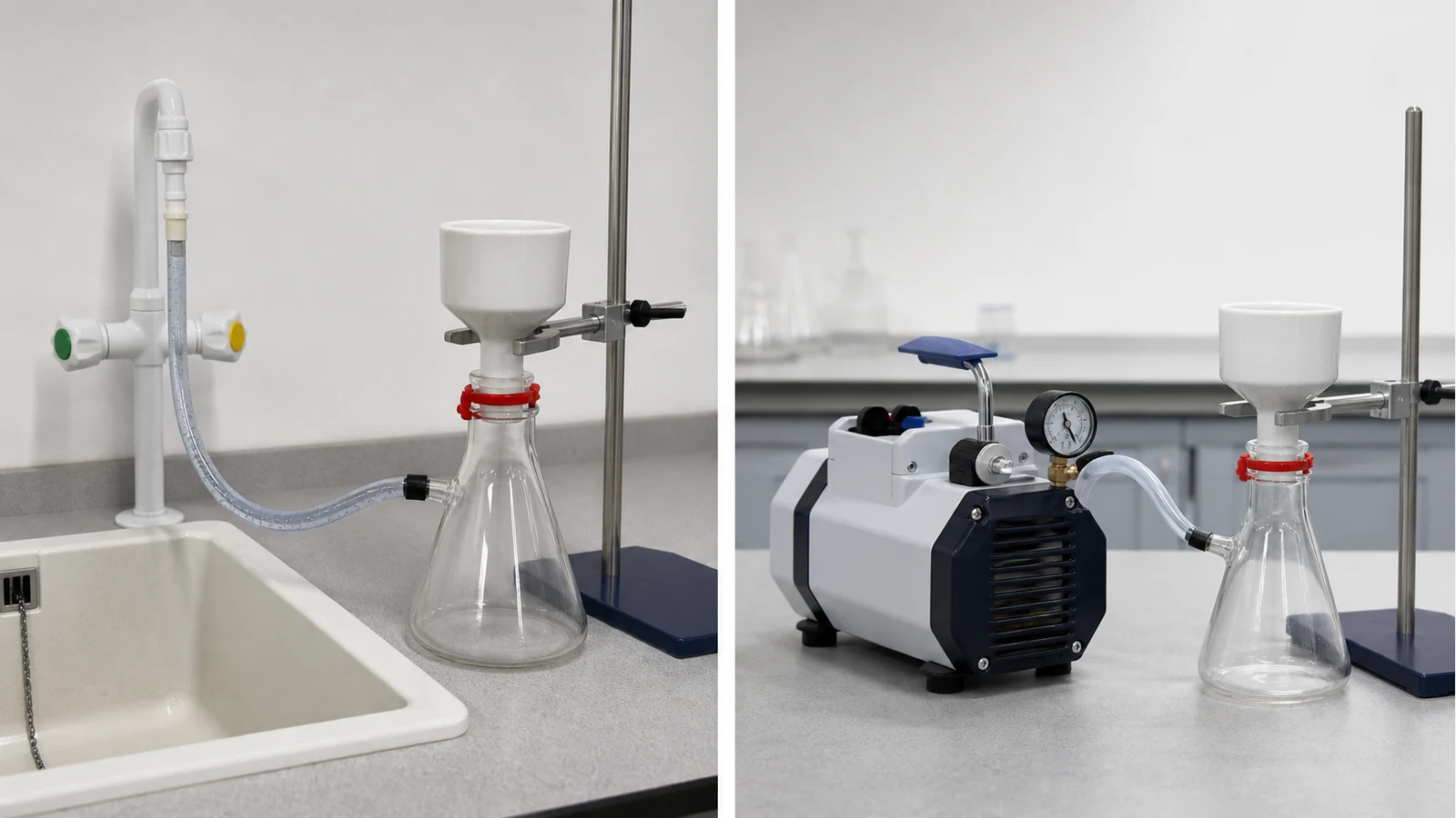Comparison of a water aspirator and an oil-free diaphragm vacuum pump for Buchner filtration